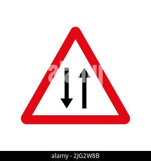 Vector road sign two way traffic. Vector illustration Stock Vector