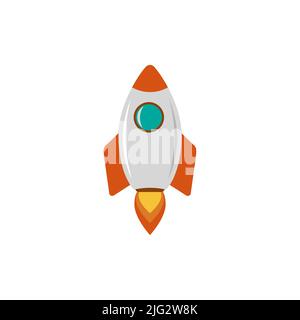 Vector flying rocket isolated on white background Stock Vector