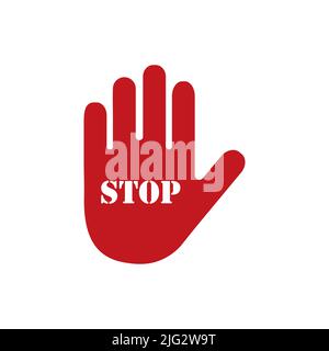Stop sign icon with hand isolated on white background Stock Vector