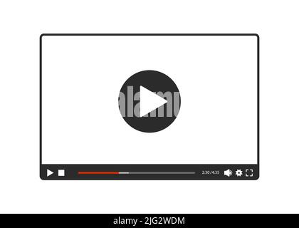 Video player for web in black and white, vector Stock Vector
