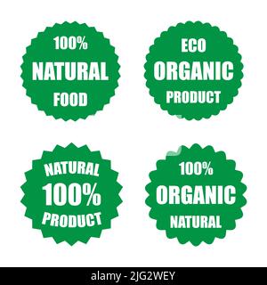 Vector badges, stickers, logo, stamp. Organic product. Labels for organic, natural, eco products. Stock Vector