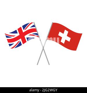 British and Swiss flags vector isolated on white background Stock Vector