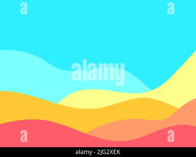 Desert landscape with dunes in a minimalist style. Flat design. Boho decor for prints, posters and interior design. Mid Century modern decor. Vector i Stock Vector