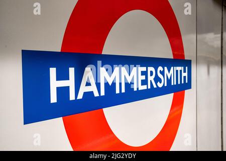 London- June 2022: Hammersmith Underground Station in West London Stock Photo