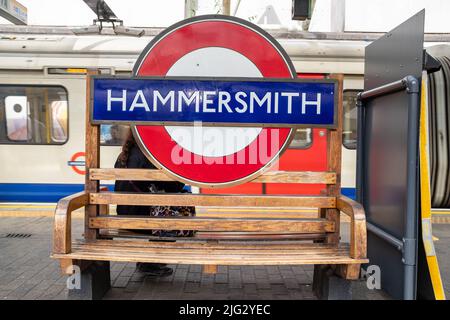 London- June 2022: Hammersmith Underground Station in West London Stock Photo