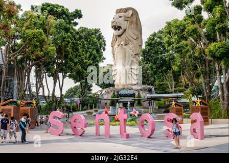 Sentosa Merlion, Singapore, Sentosa Island Stock Photo