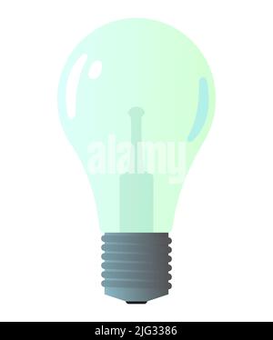 Glass electric light bulb. Lighting device. Energy Saving Technologies. Isolated on white background. Single object icon. Vector. Stock Vector