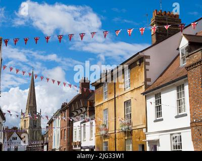 The historic East Saint Helens street, lined with lovely old houses, runs from Abingdon Museum- and the town centre - to the medieval St Helens Church Stock Photo