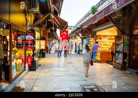 Istanbul, Turkey - May 29, 2022: Bazaar in Istanbul with people. It is one of the markets in Turkey Stock Photo