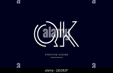QK, KQ, K or Q Abstract Letters Icon Logo Monogram Stock Vector