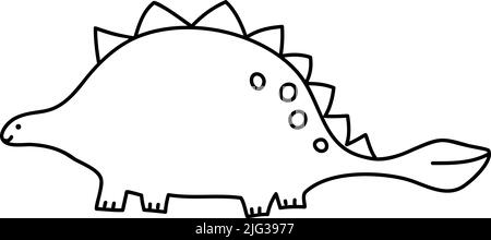 Vector Stylized cute monoline dinosaur Ankylosaurus isolated on white background. Kids dino for children and adults. Doodle simple style. Print on Stock Vector