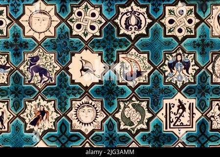 colorful ceramic tiles with mythological figure Stock Photo