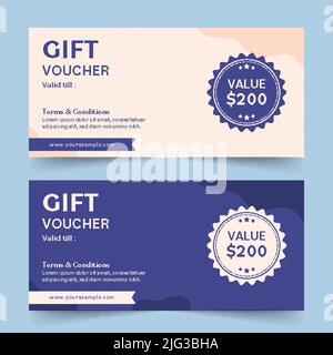 Gift Voucher Or Certificate Banner Design In Two Color Options. Stock Vector
