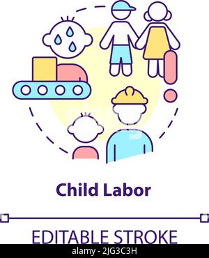Child labour concept icon. Children exploitation & labor idea thin line ...