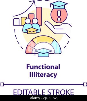 Functional illiteracy concept icon Stock Vector