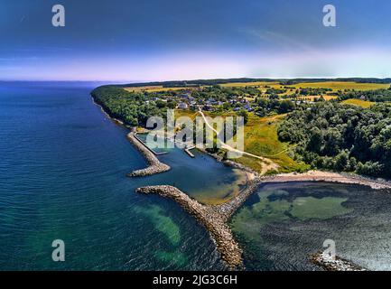 aerial view on harbour of Lohme on Isle of Ruegen Stock Photo