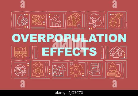 Overpopulation effects word concepts red banner Stock Vector