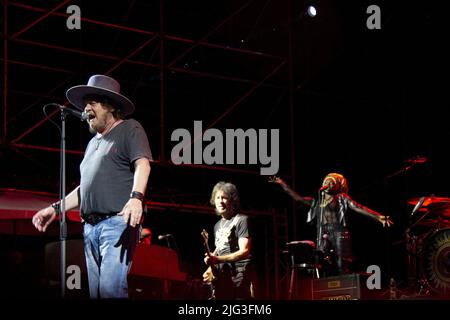 (7/4/2022) Zucchero 'Sugar' Fornaciari performed on the stage of Estestate Festival 2022 at the Carrarese Castle in Este (PD) (Photo by Mimmo Lamacchia / Pacific Press/Sipa USA) Stock Photo