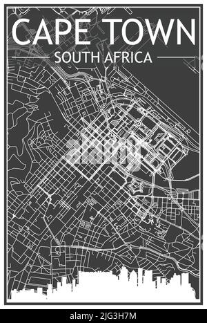 Cape Town silhouette skyline. South Africa - Cape Town vector city ...