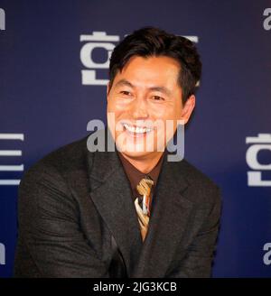 Jung Woo-Sung, July 5, 2022 : South Korean actor Jung Woo-Sung attends a production press conference for the movie 'Hunt' in Seoul, South Korea. Credit: Lee Jae-Won/AFLO/Alamy Live News Stock Photo