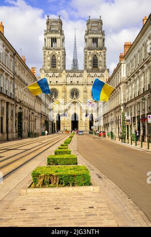 The Cathedral of the Holy Cross (Sainte-Croix) of Orleans in the Centre-Val de Loire region of France. It was originally built from 1278 to 1329. The Stock Photo