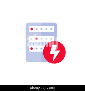 Server electricity warning, electric power icon Stock Vector