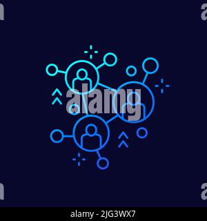 network, connecting people line icon, vector Stock Vector