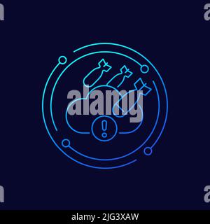 Hosting under DDoS attack line vector icon Stock Vector