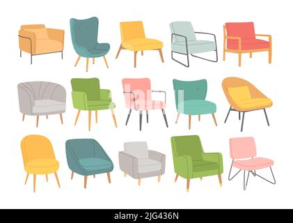 Scandinavian style chairs set flat design vector Stock Vector