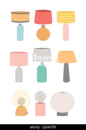 Table lamp set flat design vector illustration Stock Vector