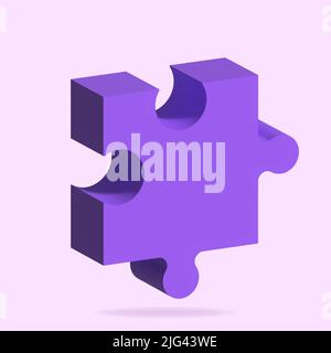3D jigsaw puzzle piece on light background. Concept of business problems, education, development and teamwork Stock Vector