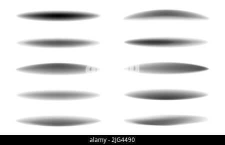 Set of realistic shadows with soft edges. Vector shadows isolated on white background Stock Vector