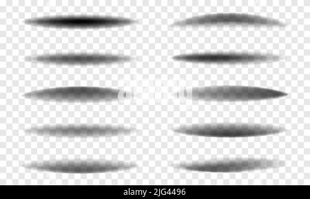 Realistic shadows with soft edges. Vector shadows isolated on transparent background Stock Vector