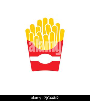 simple classic french fries hot chips fast food icon illustration isolated on white background Stock Vector