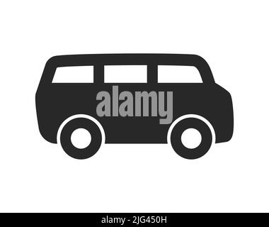 simple van minivan minibus black silhouette side view icon symbol vector isolated on white background Stock Vector