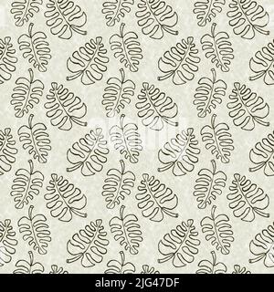 Cute safari exotic foliage pattern for babies room decor. Seamless leaf green textured gender neutral print design. Stock Photo