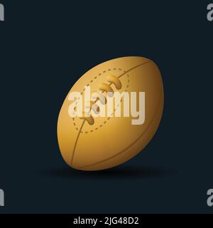 Golden American Football Ball vector Emoji illustration. 3d cartoon Style Ball isolated on background. Stock Vector