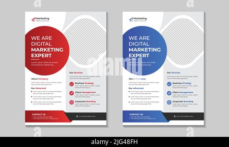 Corporate business brochure, flyer design, layout template. Template vector design for Magazine, Poster, Leaflet Presentation, Portfolio, red, blue. Stock Vector