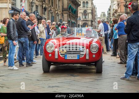 MILAN, ITALY - MAY 19, 2018: This is the SIATA Daina Gran Sport on the retro parade of Mille Miglia cars. Stock Photo