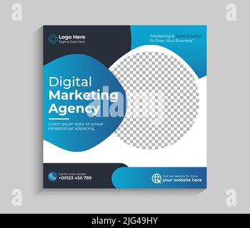 Digital marketing agency editable modern and minimal square banner template design. Suitable for social media posts and web banner ads. Stock Vector