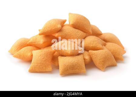 Pile of wheat cereal pillows isolated on white Stock Photo