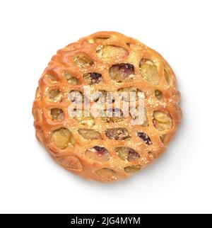 Top view of apple cherry pie isolated on white Stock Photo