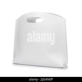 Blank white leather tote bag isolated on white Stock Photo