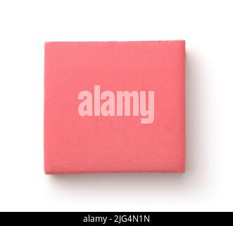 Top view of pink kneaded art eraser Isolated on white Stock Photo