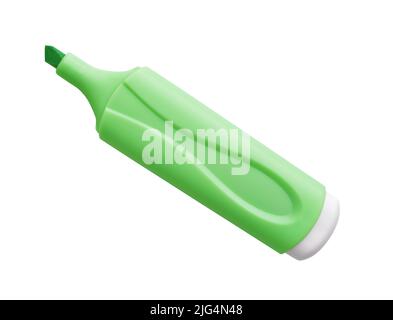 Green highlighter pen isolated on white Stock Photo