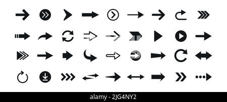 Collection of arrow symbols cursor pointer and direction vector illustration icon set Stock Vector