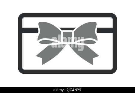 Credit card symbol present or gift card with ribbon vector illustration icon Stock Vector