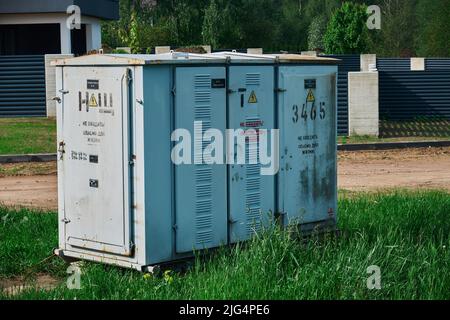 Outdoor electric control box in the city High voltage Stock Photo