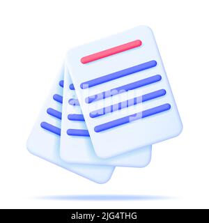 3D White Paper Stack with Text Line Isolated. Stock Vector