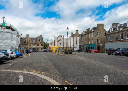Huntly Market Square in the town centre of Huntly, Aberdeenshire, Scotland, UK Stock Photo